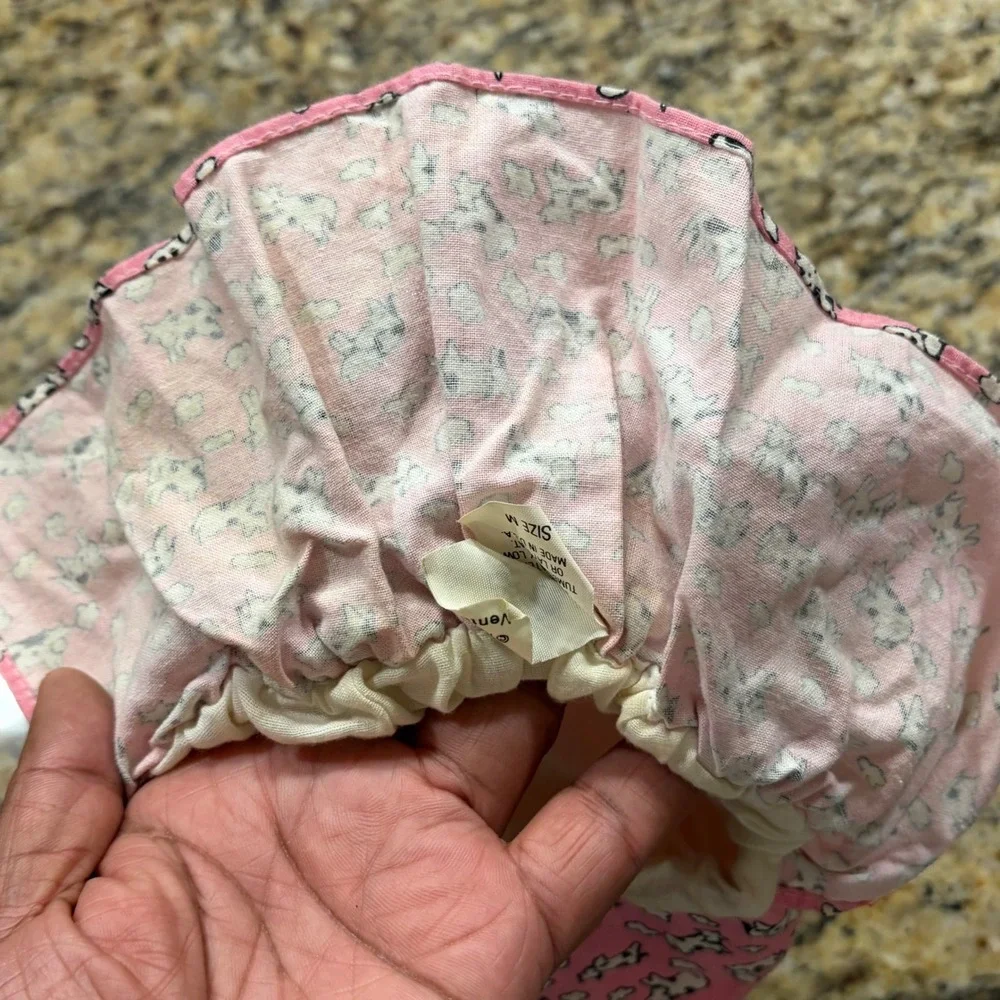 Vintage‎ 1987 Trop Hat Kids Pink Cow Print Flap Sun Hat Made in USA Size M